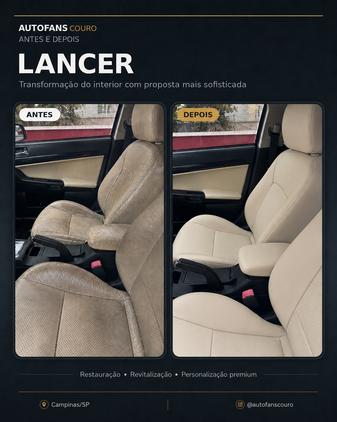 Lancer antes e depois AutoFans Couro